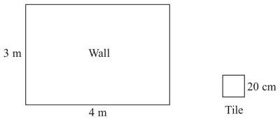Rectangular wall 4 m by 3 m and a square tile of side 20 cm