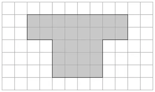 T-shaped shaded shape on a centimetre grid