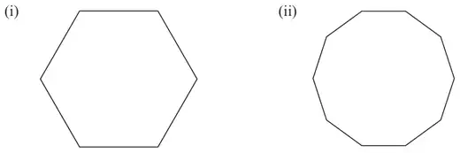 Polygon (i): a hexagon; polygon (ii): a decagon
