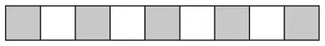 Row of 9 squares with 5 shaded