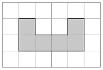Shaded U-shaped shape on a centimetre grid