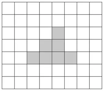 The same grid with the shaded shape