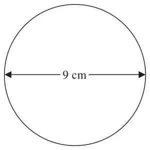 Circle with diameter 9 cm