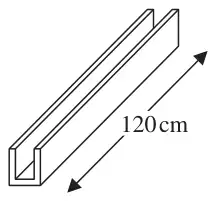 Metal bar in the shape of a prism with a U-shaped cross section, length 120 cm