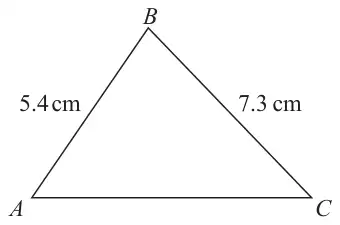 Triangle ABC with AB = 5.4 cm and BC = 7.3 cm