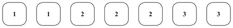 Seven tiles numbered 1, 1, 2, 2, 2, 3, 3