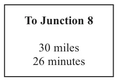 Road sign: To Junction 8, 30 miles, 26 minutes