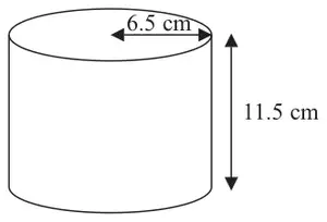 Cylinder with radius 6.5 cm and height 11.5 cm