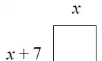 A tile labelled x across the top and x + 7 down the side