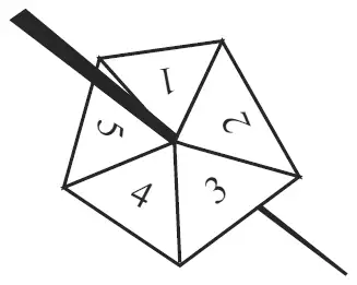 Pentagonal spinner with five sections numbered 1 to 5