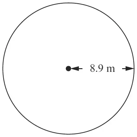 Circle with radius 8.9 m marked from the centre