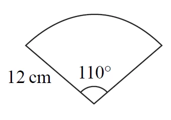 Sector of a circle with radius 12 cm and angle 110 degrees at the centre