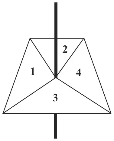 Spinner divided into four triangular sections numbered 1, 2, 3 and 4
