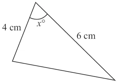 Triangle with sides 4 cm and 6 cm and the included angle x degrees
