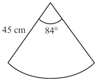 Sector of a circle with radius 45 cm and angle 84 degrees