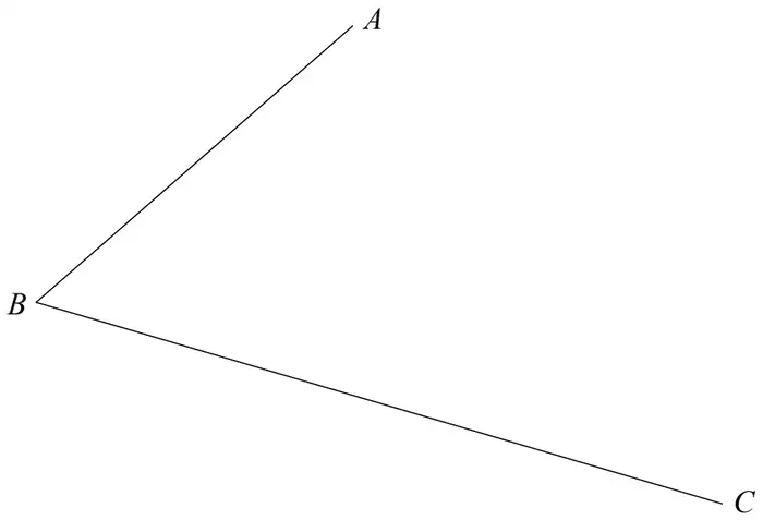 Angle ABC formed by lines BA and BC