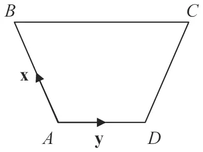 Trapezium ABCD with BC parallel to AD; AB marked x and AD marked y