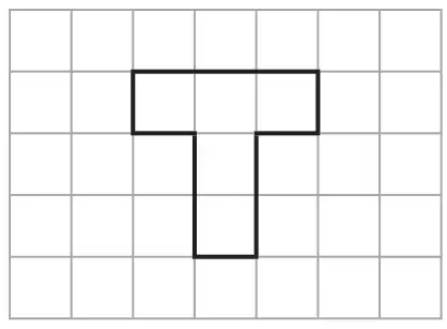 T-shaped shape made of 5 centimetre squares on a centimetre grid