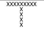 Pattern 5: a row of 9 crosses with a column of 4 crosses below the middle cross