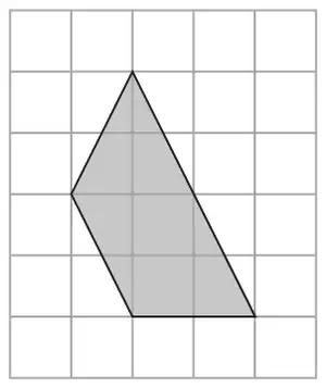 Shaded quadrilateral with one pair of parallel sides on a centimetre grid