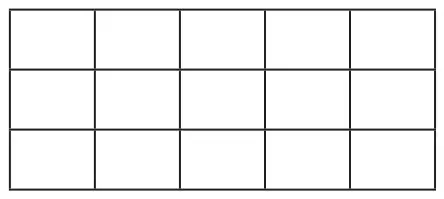 Rectangle made of 15 equal squares in 3 rows of 5