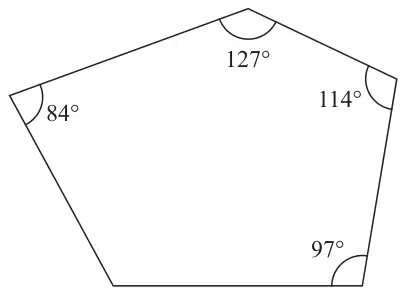 Pentagon with four angles marked 84°, 127°, 114° and 97°