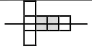 The shape with a horizontal line of symmetry drawn through the middle row