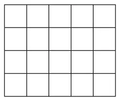 Rectangle divided into 20 equal squares, 5 across and 4 down