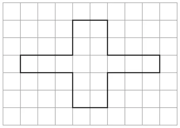 Cross-shaped shape on a centimetre grid