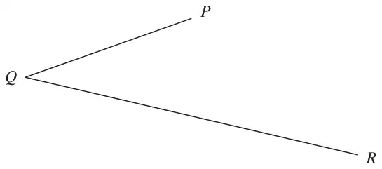 Angle PQR formed by lines QP and QR