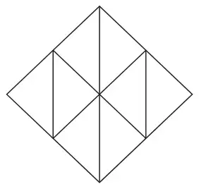 Square shape divided into 8 equal triangles