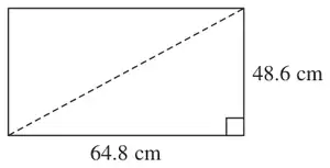 Rectangle 64.8 cm by 48.6 cm with a dashed diagonal
