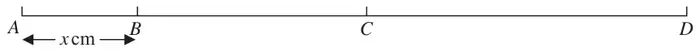 Straight line ABCD with AB marked x cm