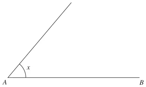 Line AB with a second line from A making angle x