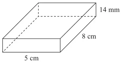 Cuboid 5 cm by 8 cm by 14 mm