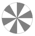 12-sector circle with alternate sectors shaded