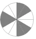 12-sector circle with three pairs of adjacent sectors shaded, equally spaced