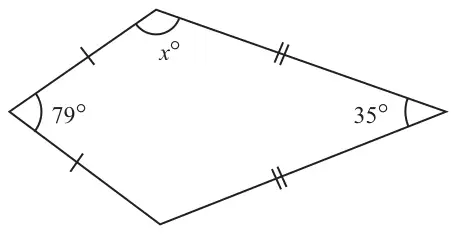 Kite with angles 79°, 35° and x°