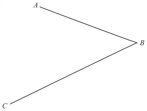 Angle ABC formed by lines BA and BC