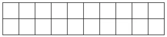 Rectangle divided into 20 equal squares in 2 rows of 10