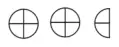 Two full circles and a half circle