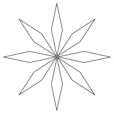 Star shape made of 8 equal petals, none shaded