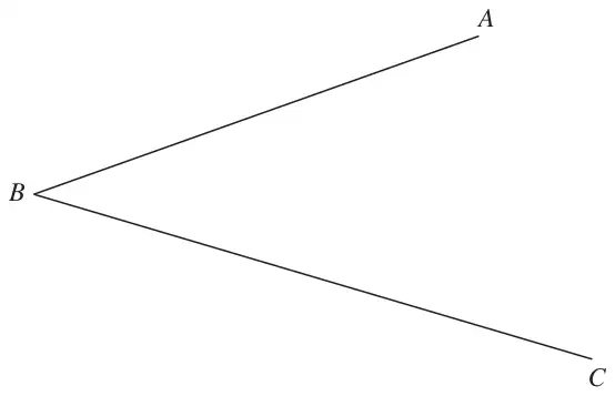 Angle ABC formed by lines BA and BC