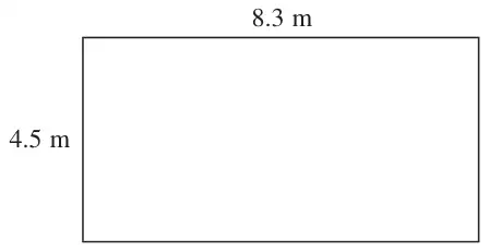 Rectangle 8.3 m by 4.5 m