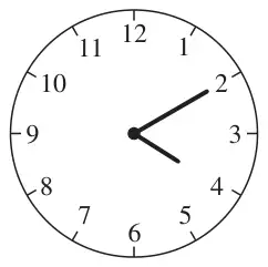 Clock face showing ten past four
