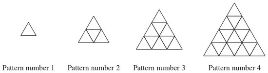 Pattern numbers 1 to 4 made from small triangular tiles