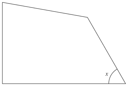 Quadrilateral with a right angle at the bottom left and an angle x marked at the bottom right