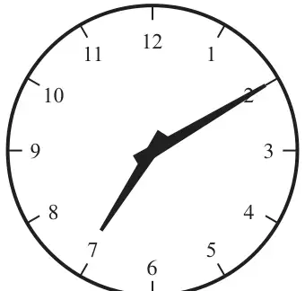 Clock face showing 7:10