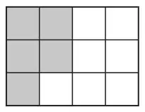 Rectangle of 12 squares with 5 squares shaded
