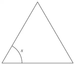 A triangle with angle x marked at the bottom left corner